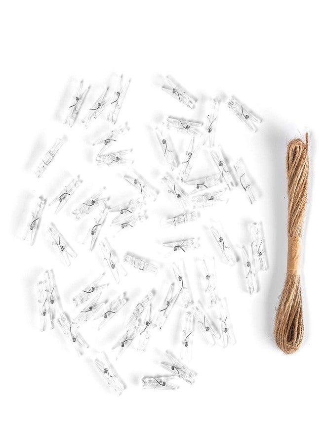 iKammo 50PCS Plastic Clothespins Mini Clear Clips Photo Clips Photo Paper Peg Pin Craft Clips Compatible Gift Wrapping, Picture Hanging, Arts&Crafts, Photo Display (Clear, 3.5 * 0.5cm) - Image 1
