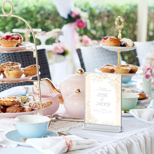 NIUBEE 6Pack 4x6 Clear Acrylic Sign Holder with Sliver Borders and Vertical Stand, Double Sided Table Menu Holders Picture Frames for Wedding Table Numbers, Restaurant Signs, Photos and Art Display - Image 4