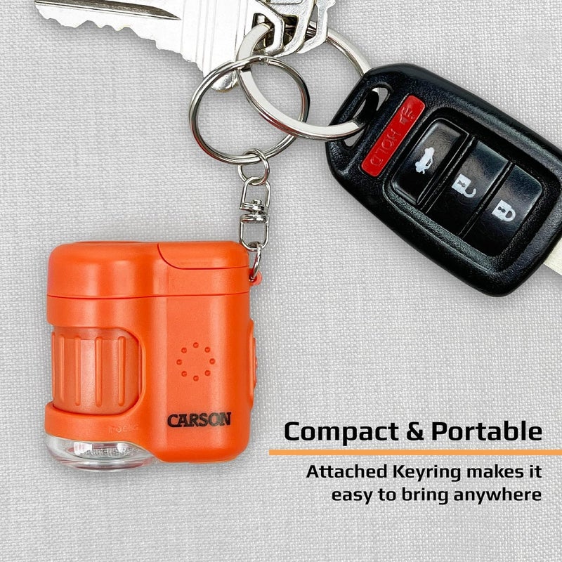 Carson MicroMini 20x Lighted Compact Pocket Microscope, UV and LED Flashlight, Orange (MM-280O) - Image 5