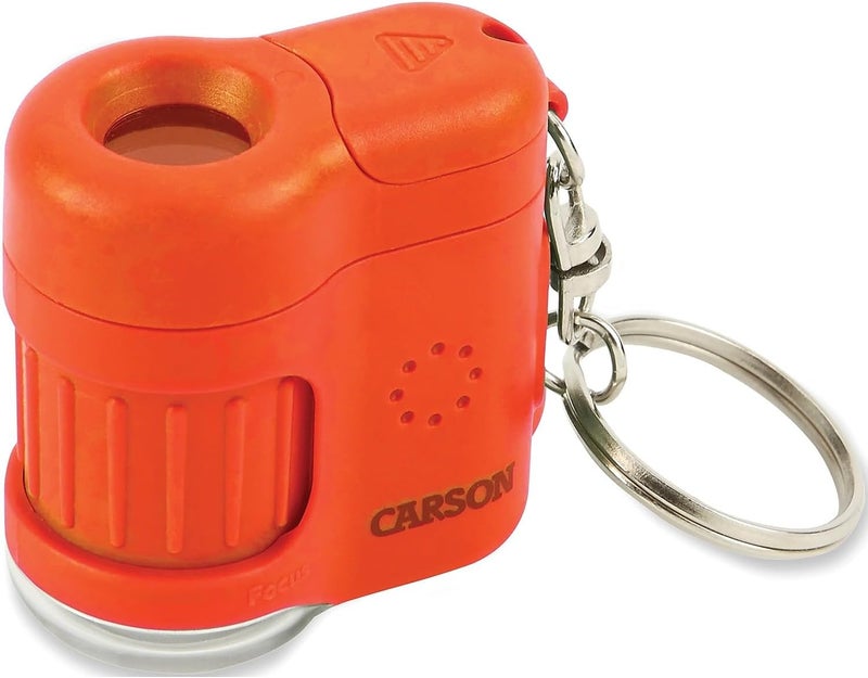 Carson MicroMini 20x Lighted Compact Pocket Microscope, UV and LED Flashlight, Orange (MM-280O) - Image 4