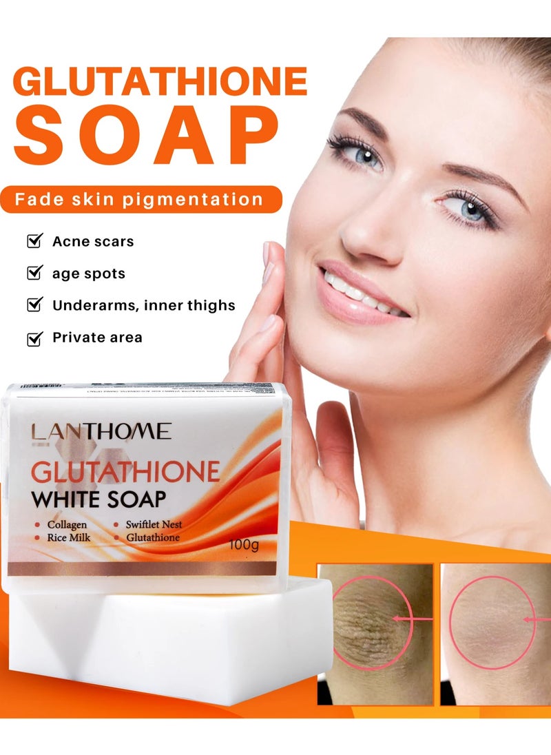 Lanthome - 100g Glutathione White Soap Skin Brightening Bar Soap Effective Glutathione Brightening Soap for Face and Body Whitening Soap Bar for Smoothening Skin Kojic Acid Soap Glutathione Cream Soap - Image 1