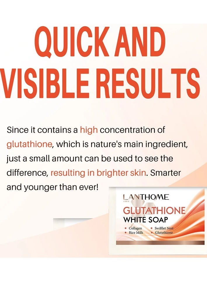 Lanthome - 100g Glutathione White Soap Skin Brightening Bar Soap Effective Glutathione Brightening Soap for Face and Body Whitening Soap Bar for Smoothening Skin Kojic Acid Soap Glutathione Cream Soap - Image 1