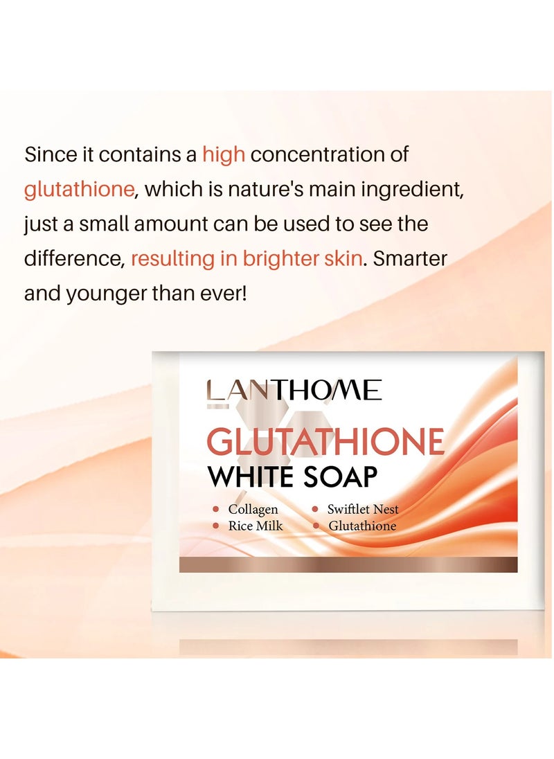 Lanthome - 100g Glutathione White Soap Skin Brightening Bar Soap Effective Glutathione Brightening Soap for Face and Body Whitening Soap Bar for Smoothening Skin Kojic Acid Soap Glutathione Cream Soap - Image 1