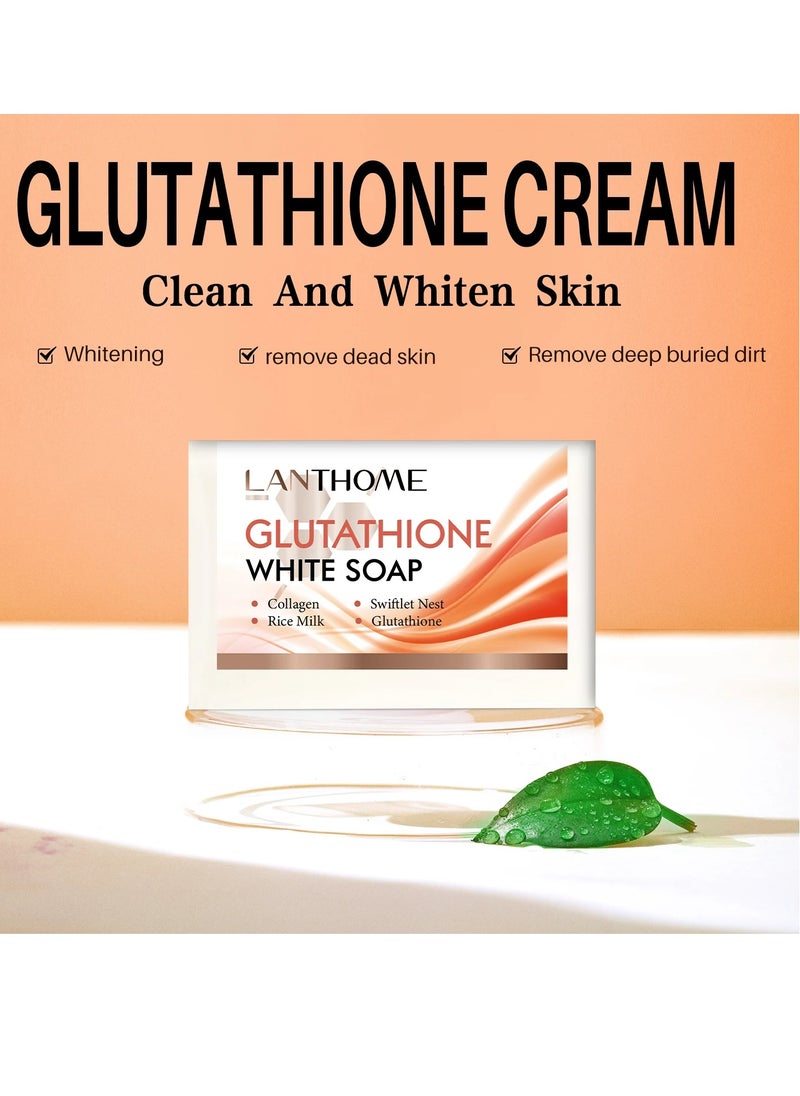 Lanthome - 100g Glutathione White Soap Skin Brightening Bar Soap Effective Glutathione Brightening Soap for Face and Body Whitening Soap Bar for Smoothening Skin Kojic Acid Soap Glutathione Cream Soap - Image 1