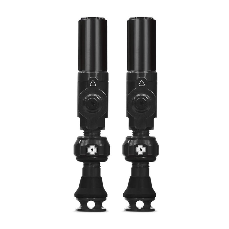 MucOff Big Bore Hybrid Tubeless Valves Black 35mm Precision Engineered Dust Caps for Bikes with Revolutionary Airflow Technology Schrader Valve Caps for Tubeless MTBRoadGravel Bikes