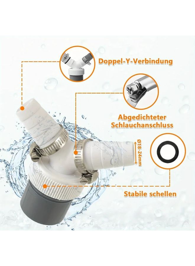 محول تصريف على شكل حرف Y، مدخل 18-24 ملم، مخرج 40 ملم، مع مشابك خرطوم، قطعة واحدة - Image 4