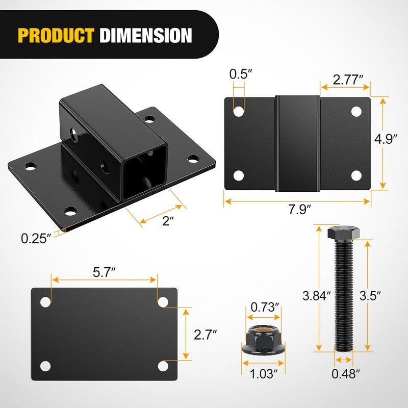 Nilight Bolt on Tractor Bucket 2 inch Towing Receiver 5/8â€Pin Hole Class 3 Trailer Hitch 25573LBS Work Well for Tractor Bucket RV UTV Truck - Image 2