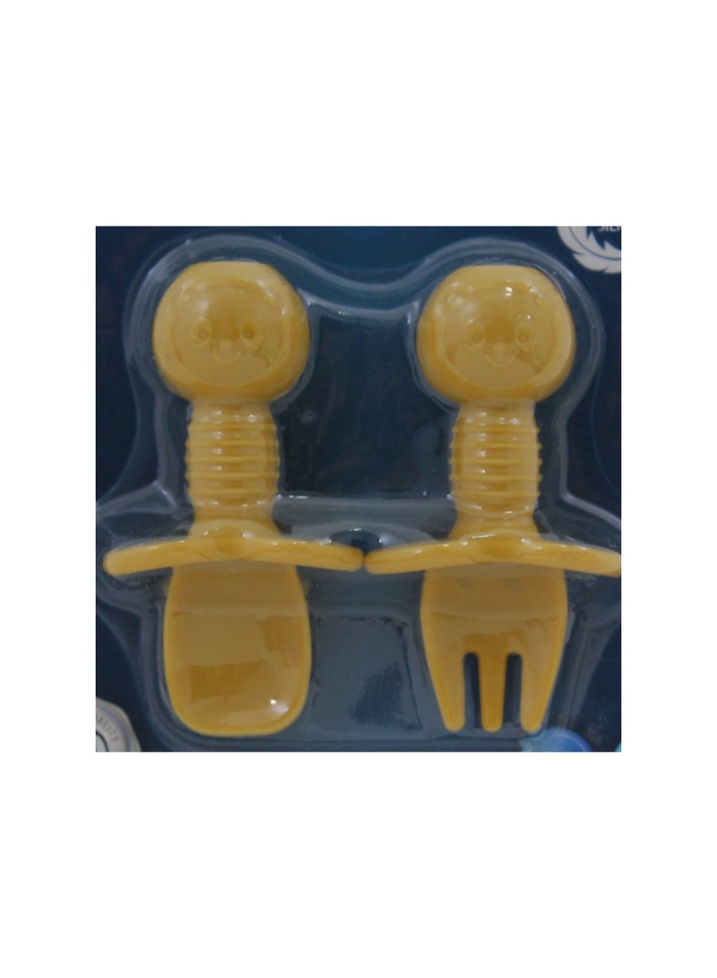 True Gold Silicone Fork & Spoon Set +4m – Yellow - Image 3