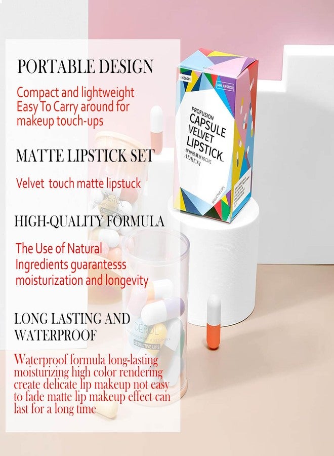 Adbeni Imported 16pcs Matte Capsule Lipstick Set | Long Lasting Waterproof Velvet Lipsticks for Women | Mini Lipstick Gift Set with Nude, Red, Pink Shades | Travel Size Makeup Kit - Image 5