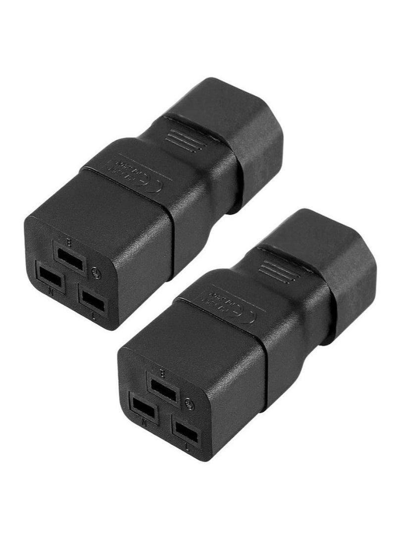 IEC320 Male C14 to Female C19 Power Socket Adapter for Cord Connector 10A 2 Pcs - Image 1