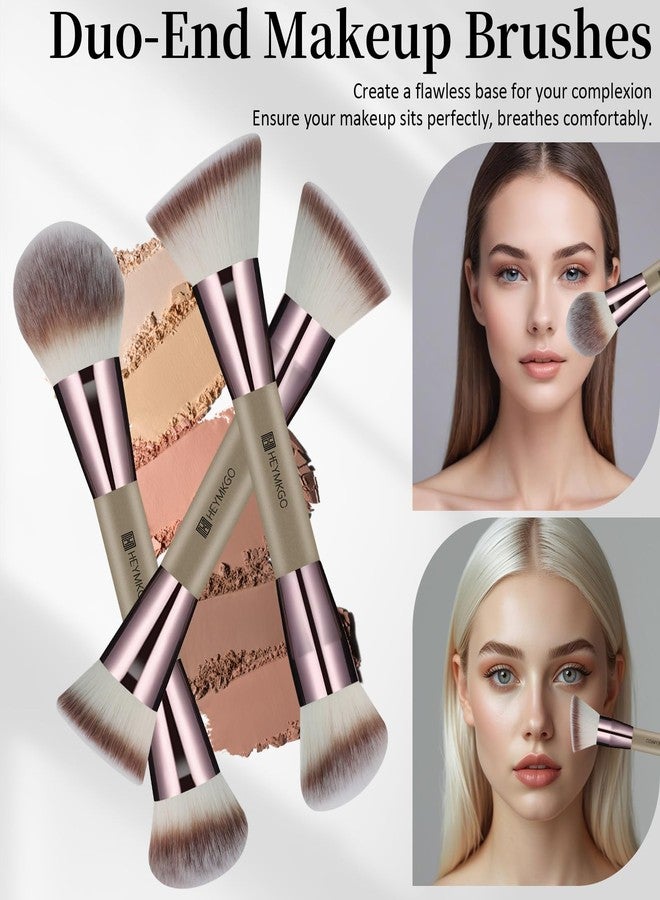 HEYMKGO Makeup Brushes, 40Pcs Professional Makeup Brush Set Dual Ended Foundation Blush Concealer Contour Powder Eyeshadow Make up Tools with Sponges Puffs Clear Bag for Blending Buffing Highlighting - Image 2