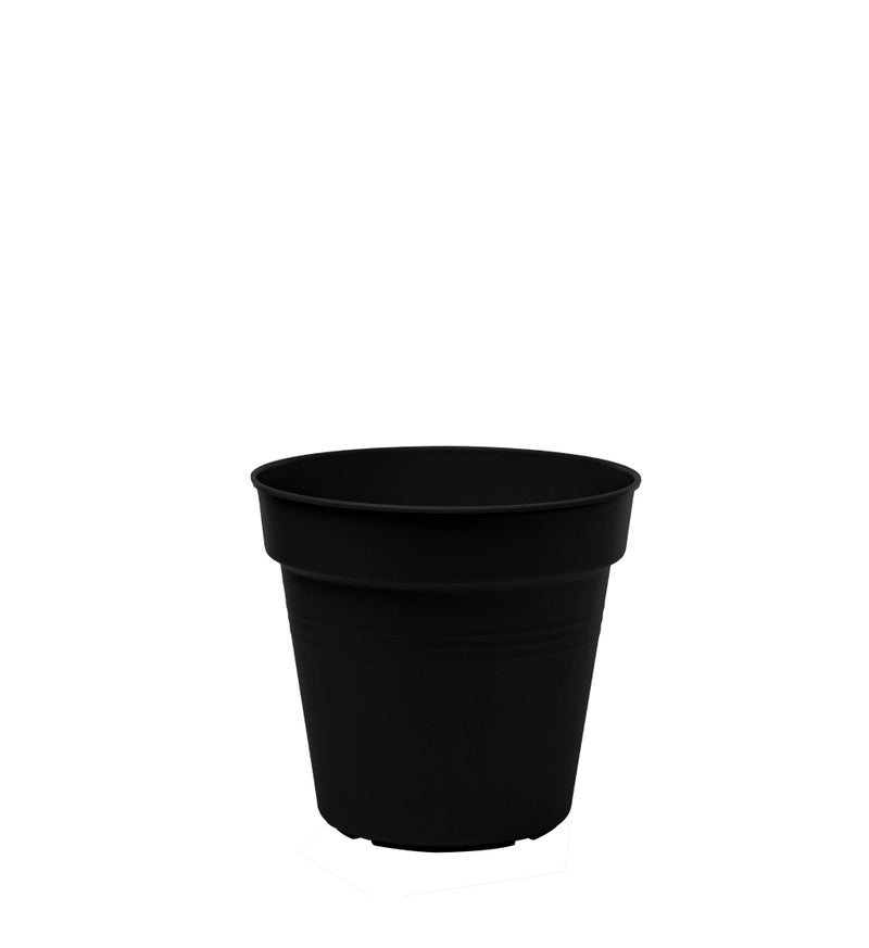 Mintra Round Flower Pot Planter with bottom tray - Plastic | Color - Black | Size - 22x22x24cm | Asthetically Decorate Your Terrace, Garden or Patio. Ideal for outdoor or indoors - Image 1