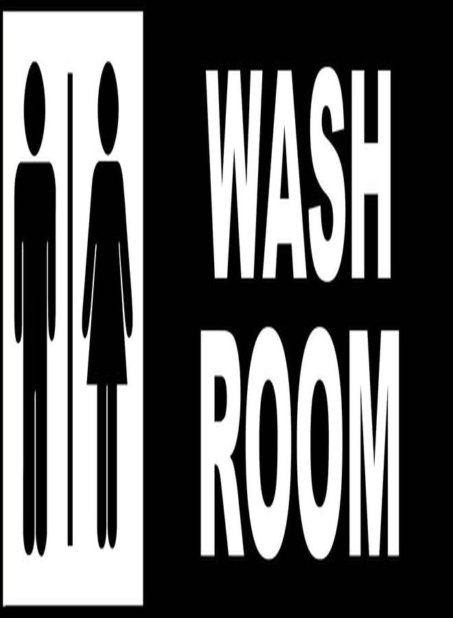 VAAIMAI Wash Room Sticker 3mm Board Matt Laminated 12X4 Inch for Hotels Mall Office Bank Factory Black, Pack of 1 - Image 1