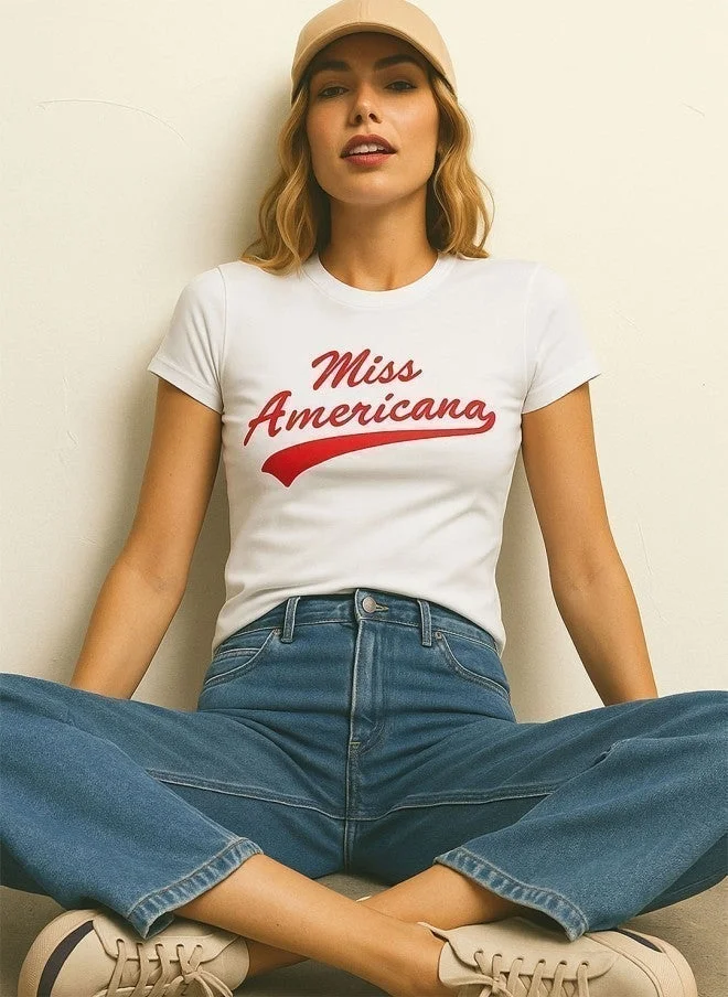 SASSAFRAS Miss Americana Graphic T-Shirt for Women