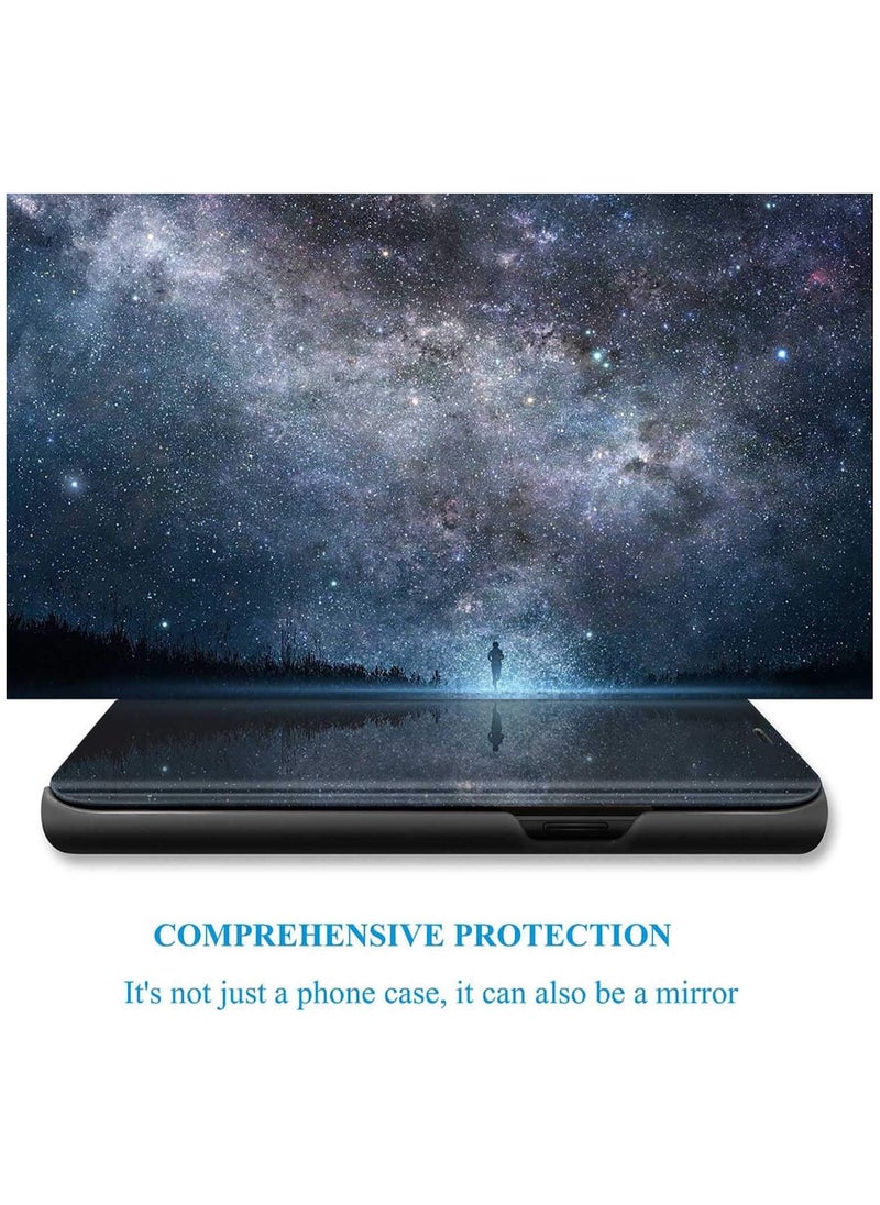 Generic - For Samsung Galaxy J7 Prime Clear View Flip Case , Without Sensor , Stand Watching Position , Mirror Full Protection Cover Compatible With Samsung Galaxy J7 Prime (5.5') (Black) - Image 1
