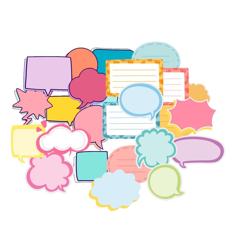 Topabel Colorful Blank Thought & Speech Bubble Sticker Labels for Scrapbooking,Planners,Diaries,Calendars-25 Unique Designs, 250 Pcs Set - Image 1