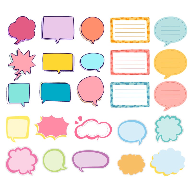 Topabel Colorful Blank Thought & Speech Bubble Sticker Labels for Scrapbooking,Planners,Diaries,Calendars-25 Unique Designs, 250 Pcs Set - Image 2