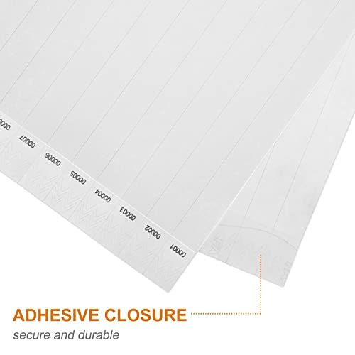 DGBDPACK 100 Pcs Wristbands, 1-100 Consecutive Numbers Waterproof Tearproof Wrist Straps Admission Bracelets Tickets (White) - Image 3