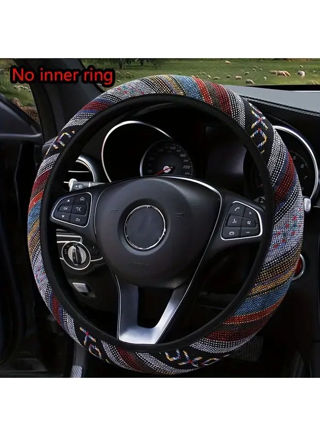 XO Style Bohemian Print Non Slip Polyester Car Steering Wheel Cover Breathable Car Accessory - Image 2