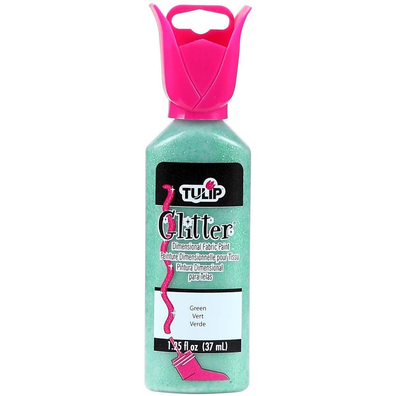 Tulip Puff Fabric Paint Permanent Acrylic Craft Paint Dries Soft and Flexible on Clothes NonToxic 125 fl oz Glitter Green