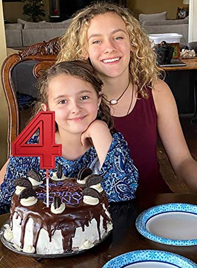 Willcan 3.93in Big Size Happy Birthday Metallic Red Number 4 Candles, Happy Birthday Cake Cupcake Toppers Decoration and Celebrating for Adults/Kids Party or Family Baking (3.93in red Number 4) - Image 5