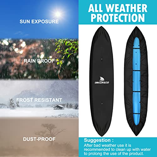 Obcursco 600D Kayak Cover Waterproof, 9.3-16.5FT Thickened UV-Proof, Tear and Fade Resistant Canoe Cover, Kayak Covers for Outdoor and Indoor Storage, Perfect as Kayak Accessories for SUP Paddle Board - Image 4
