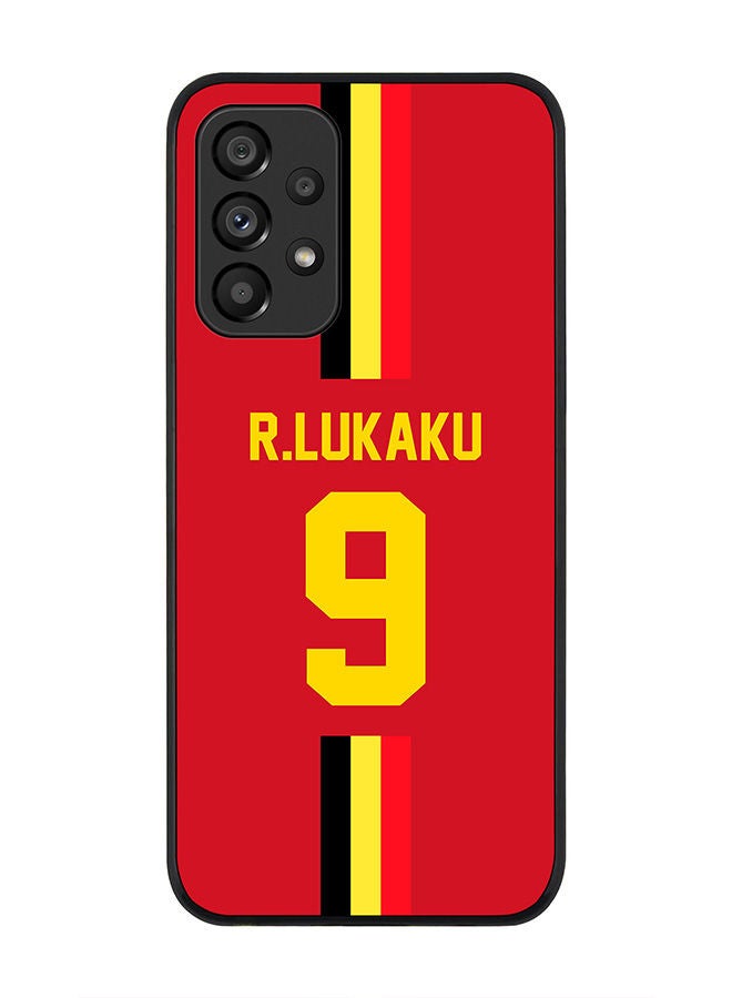 Stylizedd Rugged Black edge case for Samsung Galaxy A33 5G Slim fit Soft Case Flexible Rubber Edges Anti Drop TPU Gel Thin Cover - Football Team - Belgium Player Name - R.Lukaku - Image 1