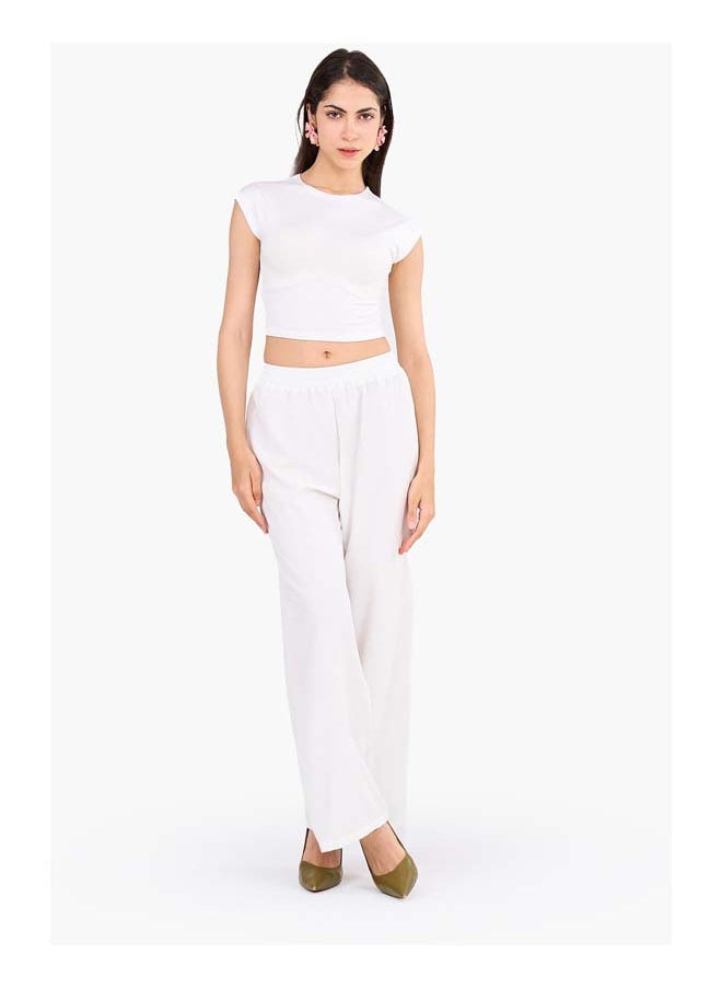 Clue Cropped Crew Neck Viscose Top  - Image 4