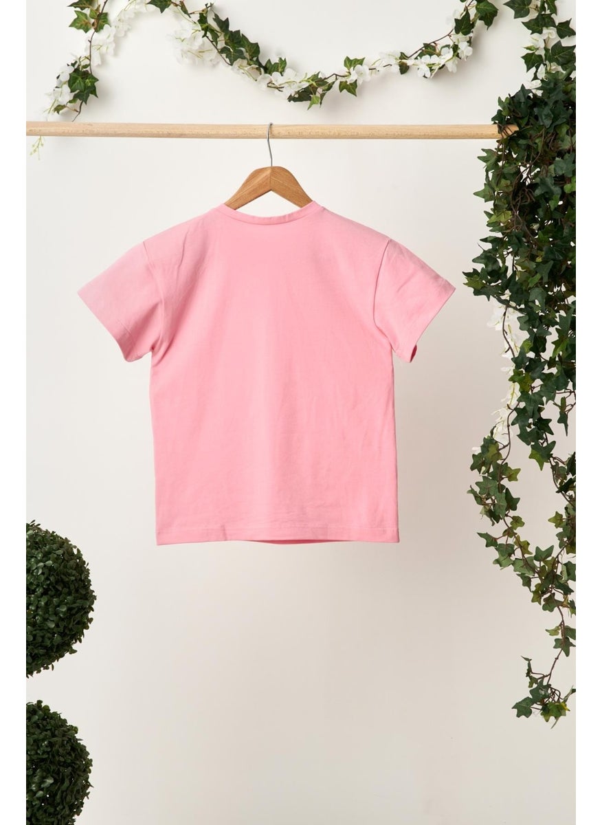 Babygiz - Pink Girl's Short Sleeve Crew Neck Anti-Sweat, Comfortable Cotton Combed Cotton T-Shirt - Image 1