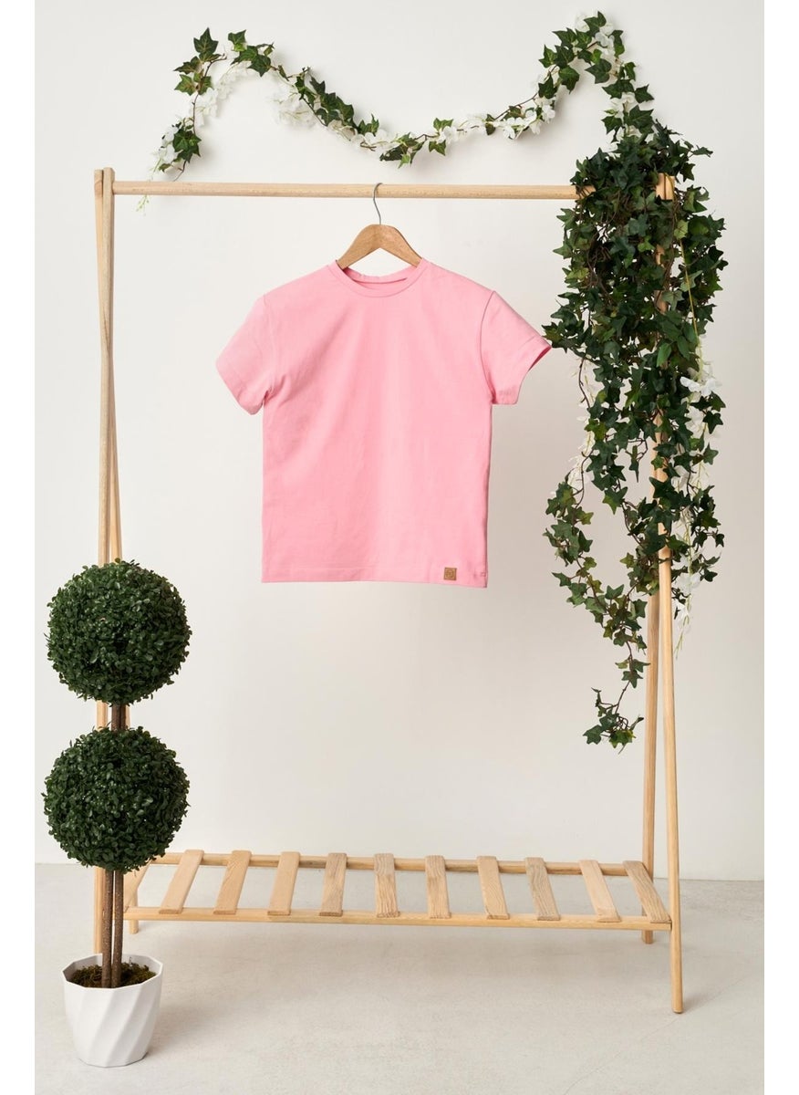 Babygiz - Pink Girl's Short Sleeve Crew Neck Anti-Sweat, Comfortable Cotton Combed Cotton T-Shirt - Image 1