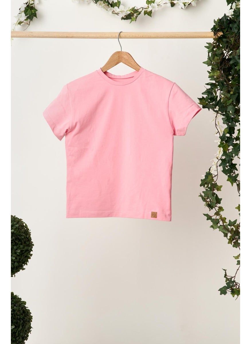 Babygiz - Pink Girl's Short Sleeve Crew Neck Anti-Sweat, Comfortable Cotton Combed Cotton T-Shirt - Image 1