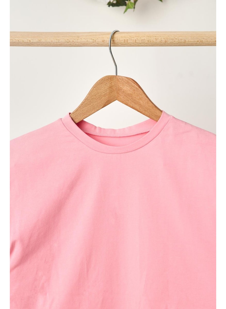 Babygiz - Pink Girl's Short Sleeve Crew Neck Anti-Sweat, Comfortable Cotton Combed Cotton T-Shirt - Image 1
