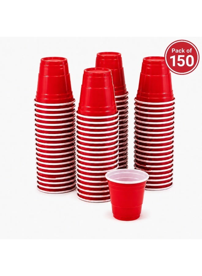 vsell24 Pack of 150 Mini 2 oz Disposable Plastic Shot Cups – Small Party Cups for Jello Shots, Coffee, Condiments, Snacks, Fruit, Samples & Tastings - Image 1