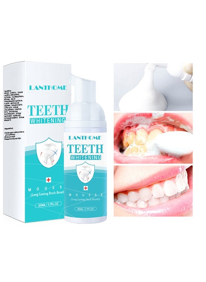 Lanthome Teeth Whitening Mousse Long Lasting Fresh Breath,White Foam Teeth Whitening Mousse ，Stain Remover, Teeth Whitening Booster (50ml)  - Image 1