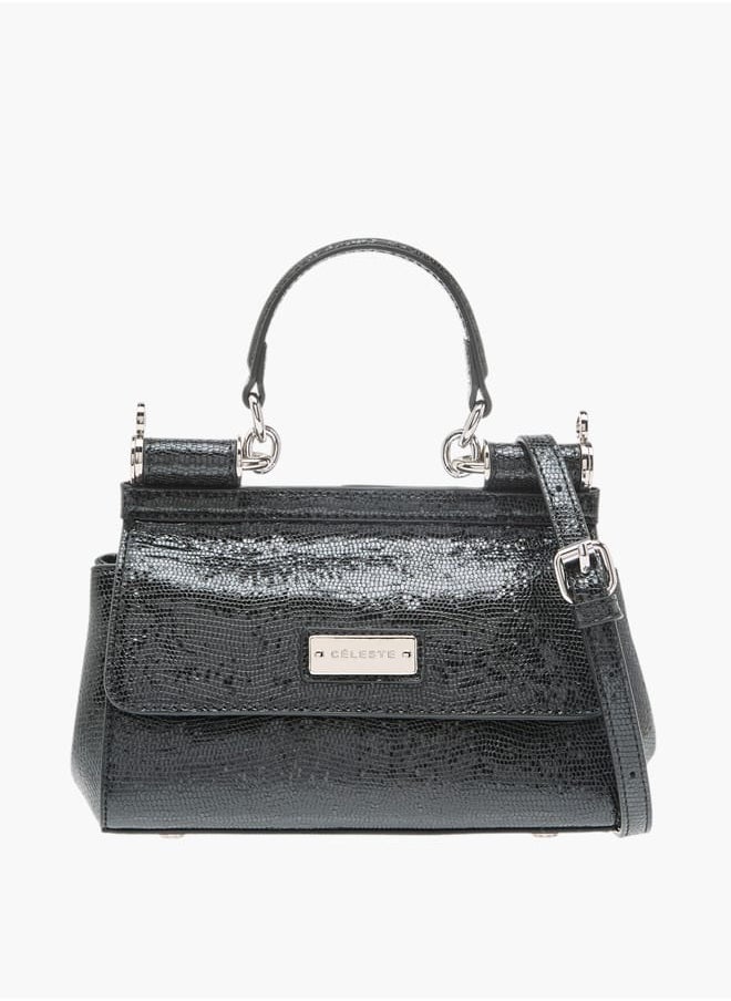 Celeste Women's Animal Textured Satchel Bag with Detachable Strap and Top Handle Ramadan Collection  - Image 1