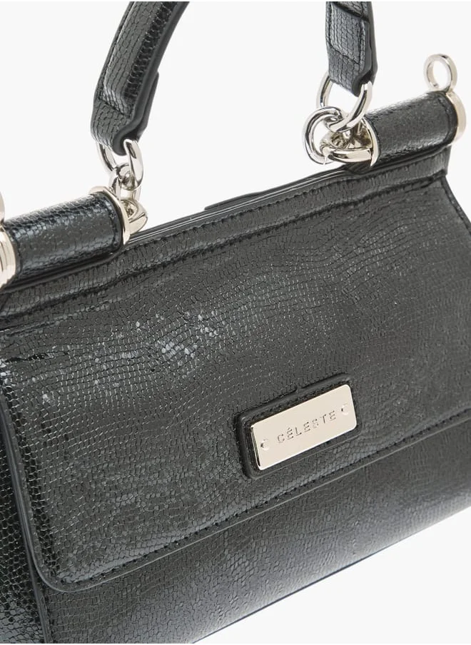 Celeste Women's Animal Textured Satchel Bag with Detachable Strap and Top Handle Ramadan Collection