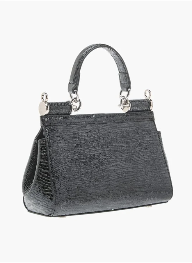Celeste Women's Animal Textured Satchel Bag with Detachable Strap and Top Handle Ramadan Collection