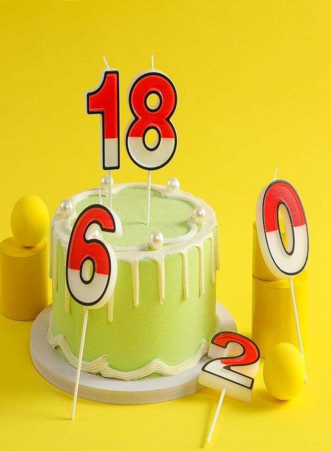 PHD CAKE 2.76 Inch Cartoon Red and White 6 Number Birthday Candles, Anime Cartoon Number Candles, Cake Number Candles, Party Celebration, Style Candle - Image 3