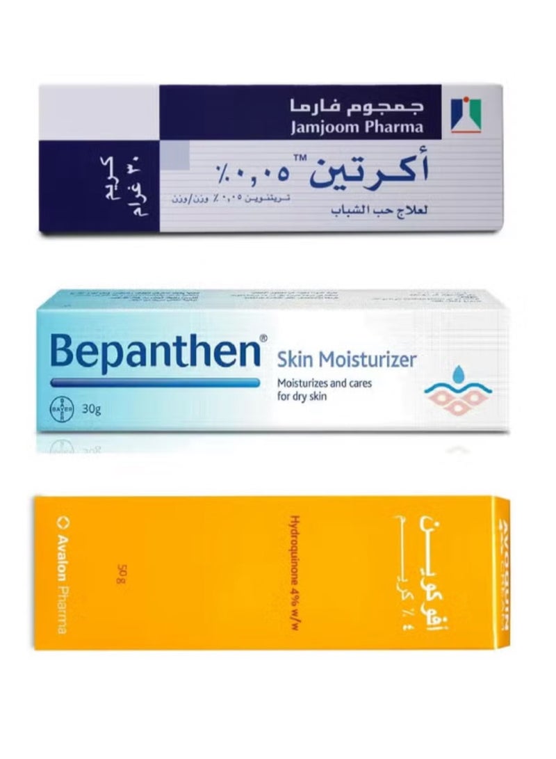 Acretin 0.05% cream 30 g + Avocuin 4% cream 50 g + Bepenthen cream 30 g