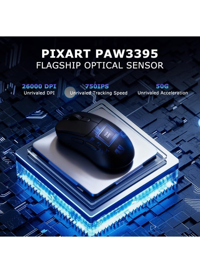 إيه جاز فأرة ألعاب سلكية AJAZZ AJ179 PRO 8K لاسلكية مزودة بتقنية البلوتوث PAW3395 بدقة 26000 نقطة في البوصة ومستشعر بصري لأجهزة الكمبيوتر الشخصية واللاب توب - Image 4