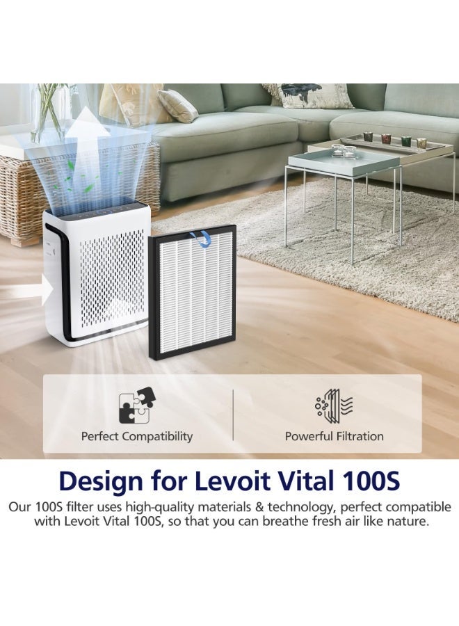 Vital 100S Filter Compatible With Levoit Smart Wifi Air Purifie-R, 3-In-1 True Hepa, High-Efficiency Activated Carbon Pre-Filter, 100S-P, 100S-Rf, 2 Pack - Image 3