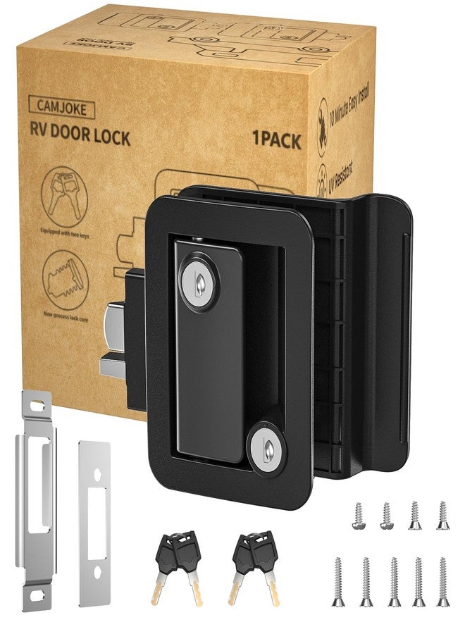 CAMJOKE RV Door Lock for Travel Trailers with Paddle Deadbolt, Camper Entry Door Latch, RV Lock Replacement Kit with 4 Keys, for Cargo Hauler Horse Trailer Truck (1 Lock 4 Keys) - Image 1