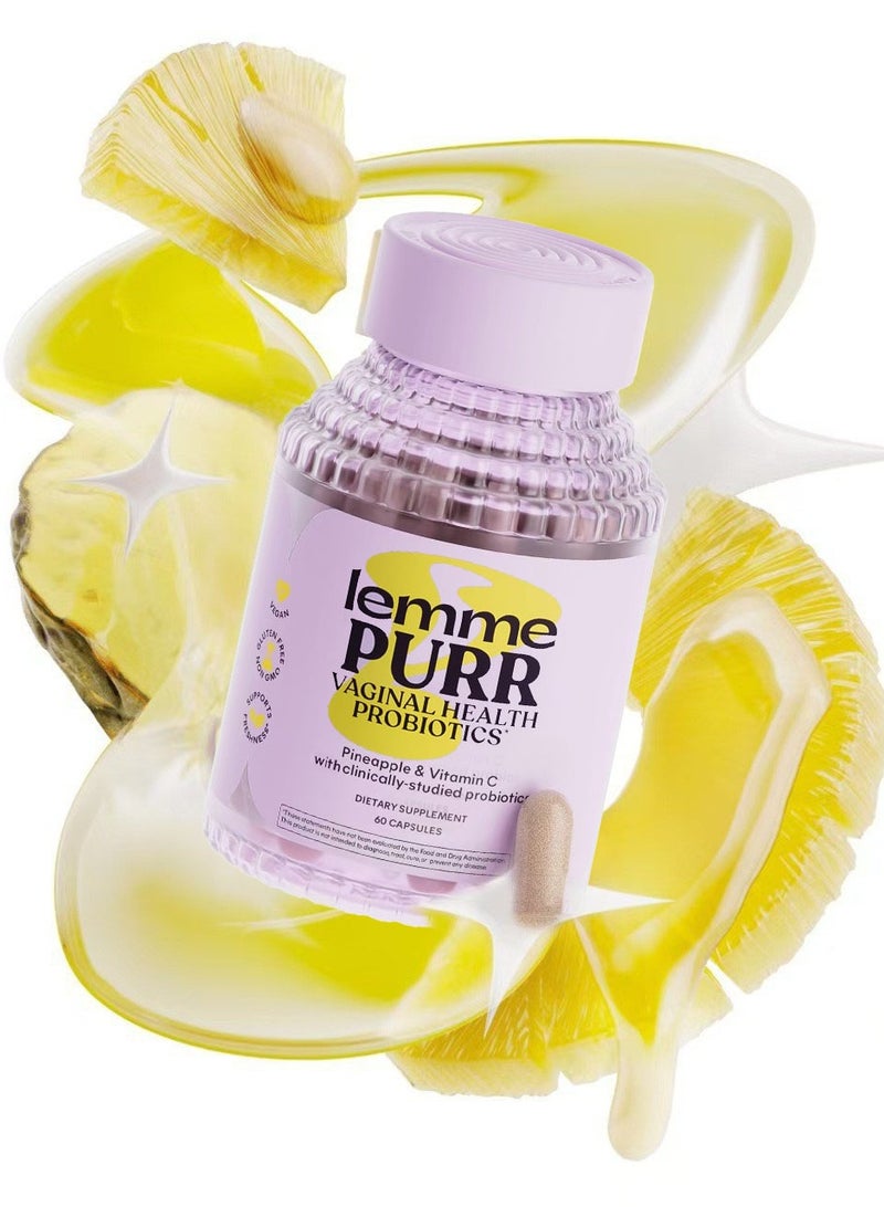 Lemme Purr Vaginal Health Probiotics for Women - pH Balance, Vaginal Odor & Flora Support - Pineapple & Vitamin C - Gluten-Free - 60 Capsules - Image 2