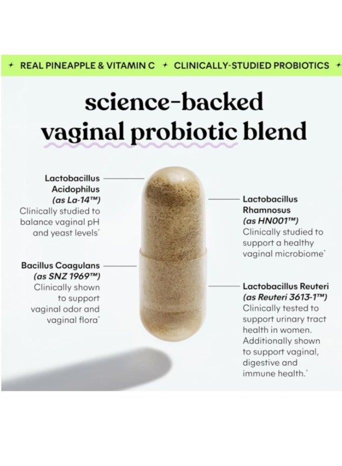 Lemme Purr Vaginal Health Probiotics for Women - pH Balance, Vaginal Odor & Flora Support - Pineapple & Vitamin C - Gluten-Free - 60 Capsules - Image 5