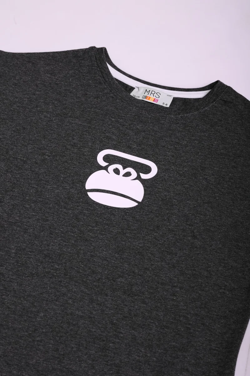 Mrs & Kids Ape Oversize Boy's Printed Crew Neck Cotton T-Shirt