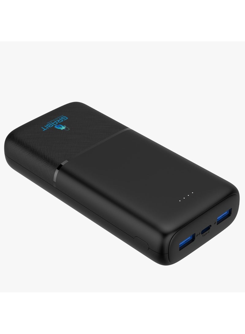 GRABIT 20000mAh Power Bank – 20W PD & 18W QC Fast Charging, Dual USB, Type-C, High-Capacity & Portable  - Image 1