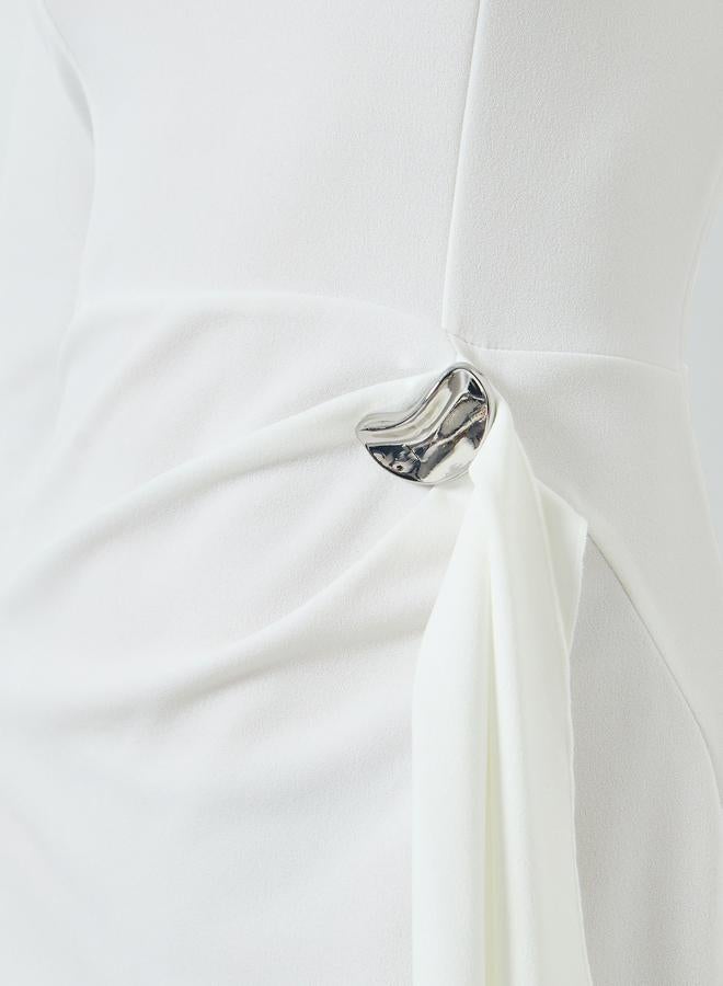 Take Two Off-White Ruffled Detail Long Sleeve Maxi Dress - Image 4