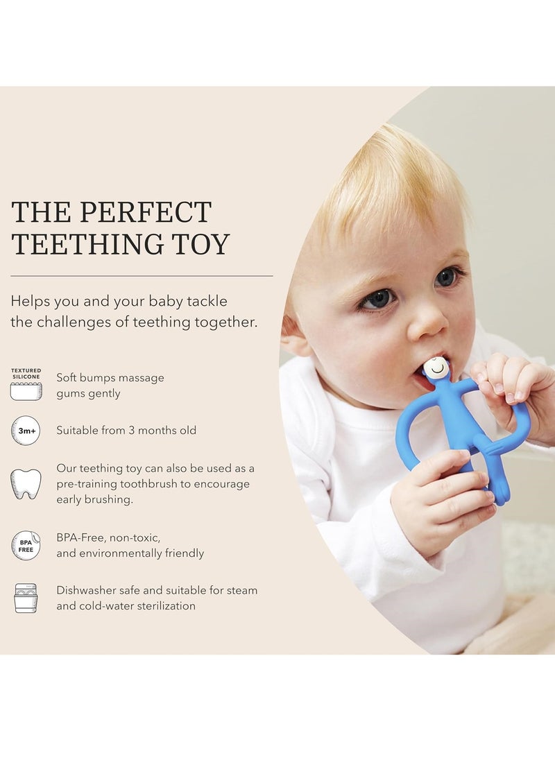 Mmmon - Baby Teether,Antimicrobial Silicone Teething Toys for Baby,Easy to Grip,BPA Free,3 Months Old+, 10.5 cm,Blue Monkey - Image 1