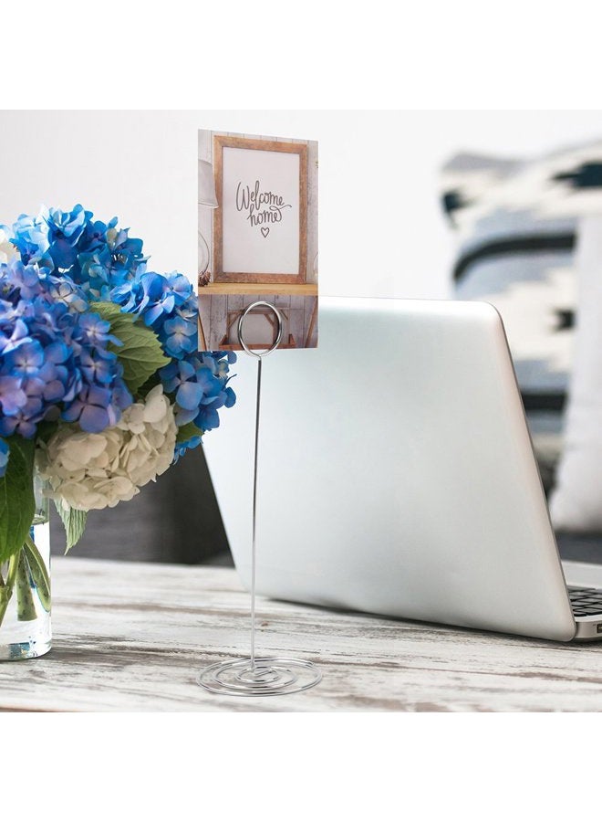 Radezon TCHW 10 Pack 8.75 Inch Tall Table Number Holder Place Card Holder Table Picture Holder Wire Photo Holder Clips Picture Memo Note Photo Stand (Silver) - Image 4