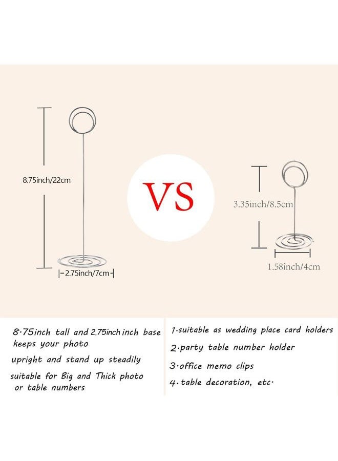 Radezon TCHW 10 Pack 8.75 Inch Tall Table Number Holder Place Card Holder Table Picture Holder Wire Photo Holder Clips Picture Memo Note Photo Stand (Silver) - Image 2
